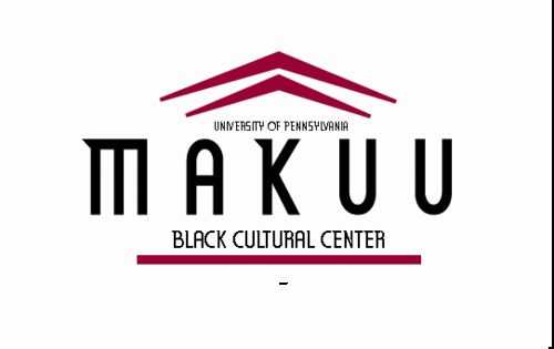 Logo of the University of Pennsylvania''s MAKUU Black Cultural Center, featuring stylized text with a maroon roof-like design above.