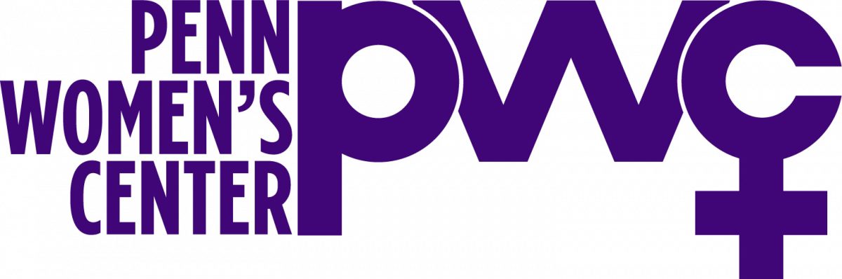 Logo of Penn Women''s Center, featuring the abbreviation "PWC" with a stylized female symbol in purple.