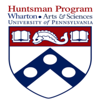 Logo of the Huntsman Program at the University of Pennsylvania, featuring the Wharton and Arts & Sciences divisions with a shield design.